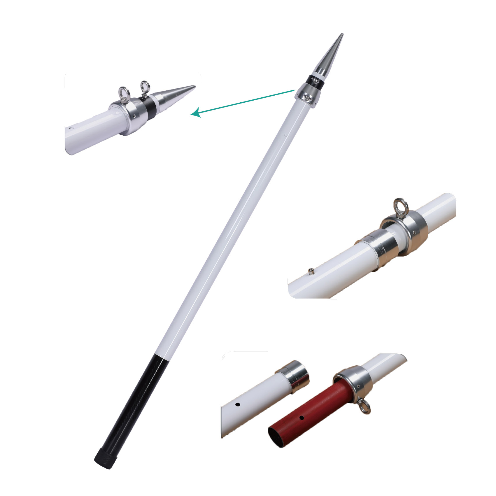 White Clear Coated Outrigger Poles
